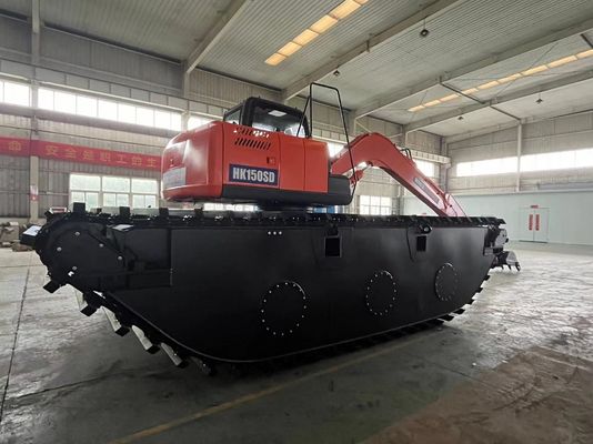 الصين العلامة التجارية الكبرى غير المستخدمة الحفارة البرمائية HK150SD مع 0.25 M3 نهر تنظيف آلة الطفرة طويلة المدى